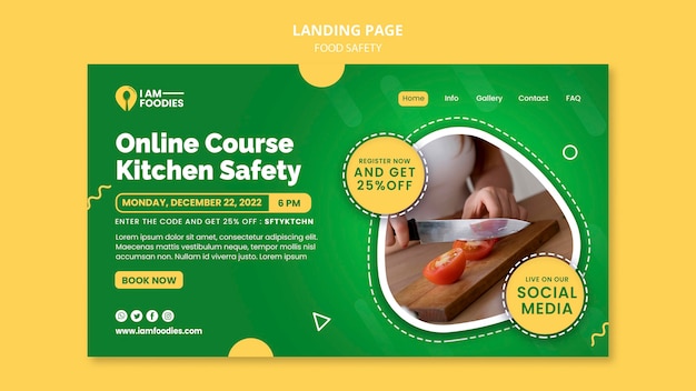 Food safety landing page design template