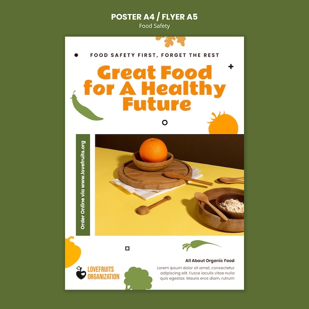 Free PSD food safety vertical print template