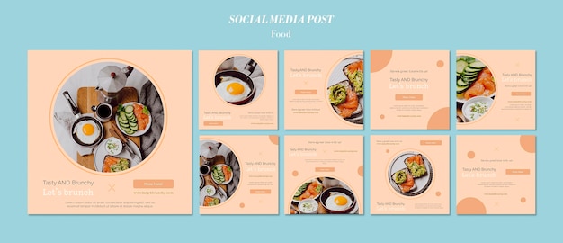 Design del modello di post sui social media alimentari