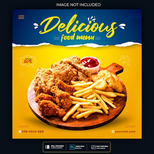 Food social media promotion and banner post design template