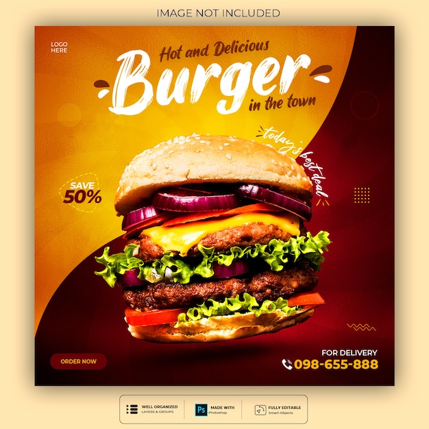 food social media promotion and banner post design template
