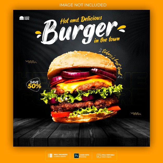 Free PSD food social media promotion and banner post design template