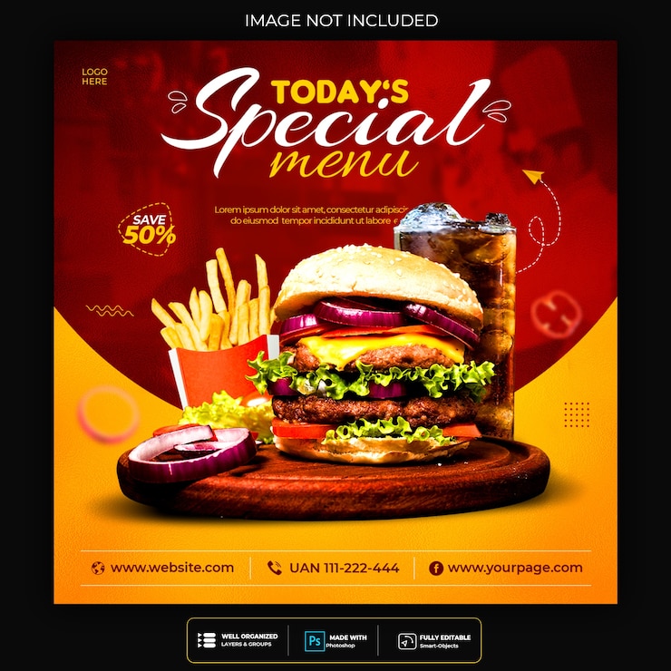 Free PSD food social media promotion and instagram banner post design template