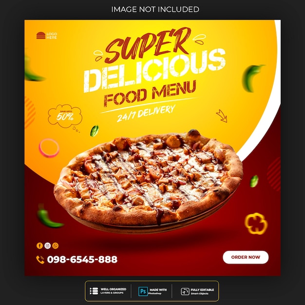 Free PSD food social media promotion and instagram banner post design template