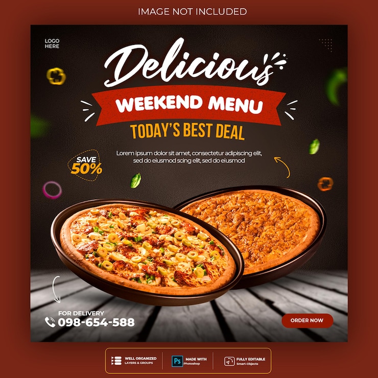 Free PSD food social media promotion and instagram banner post design template