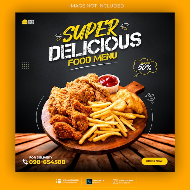 Free PSD food social media promotion and instagram banner post design template