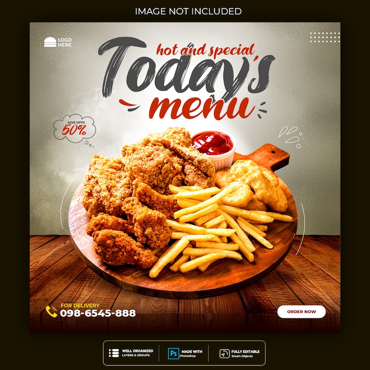 Free PSD food social media promotion and instagram banner post design