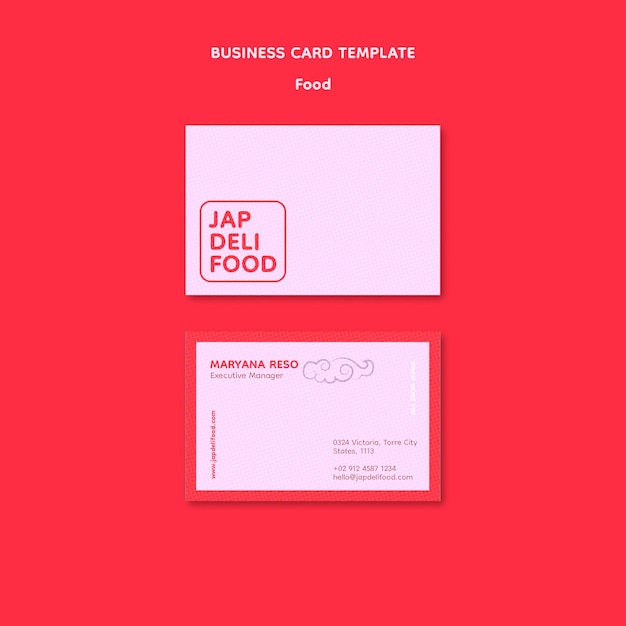 Free PSD food template of business card design