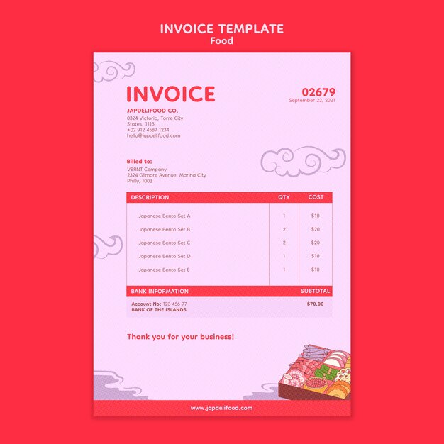 Food template of invoice design