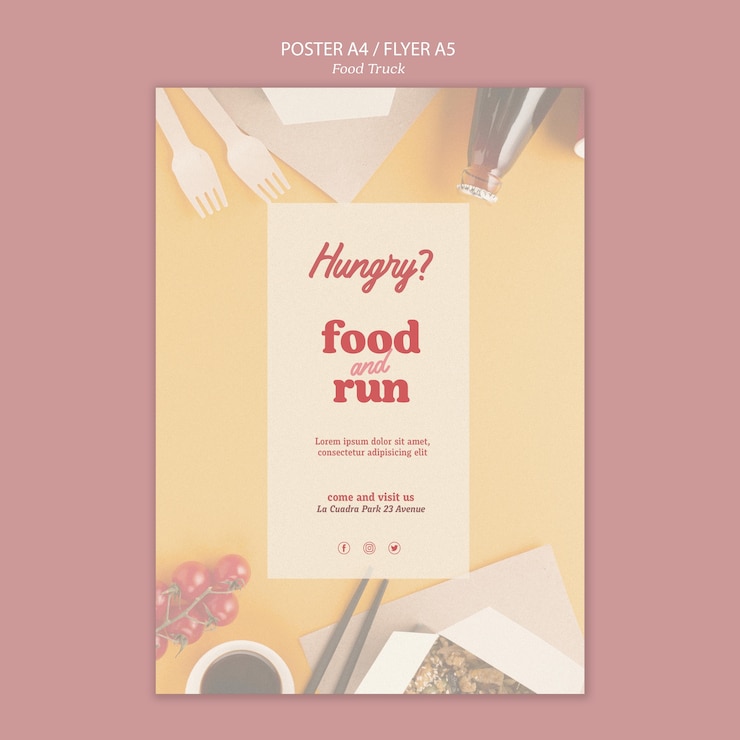 Free PSD food truck flyer template