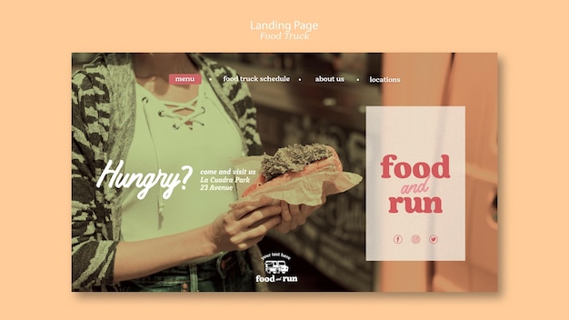 Free PSD food truck landing page template