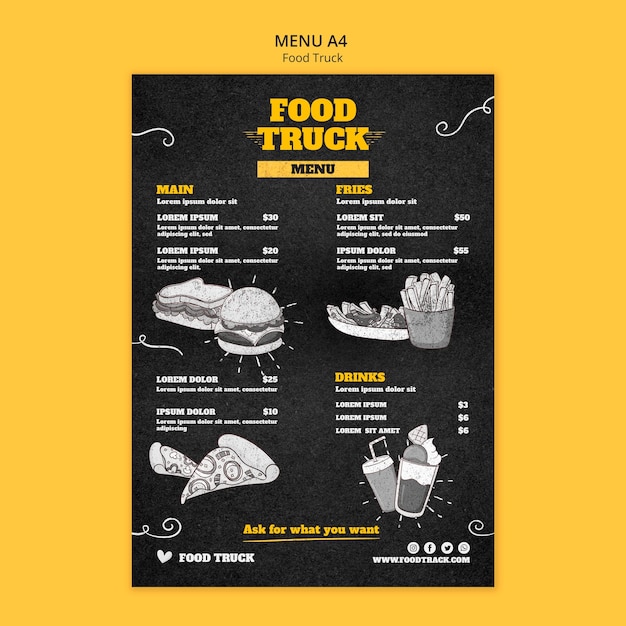 Free PSD food truck template design