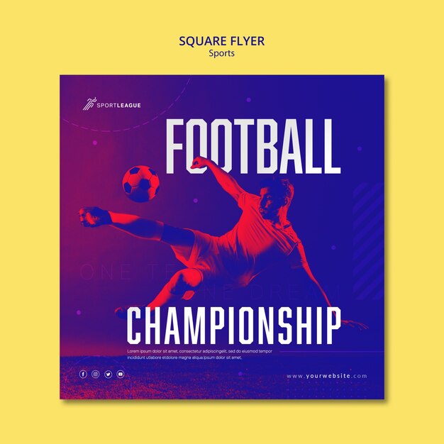 football championship square flyer template