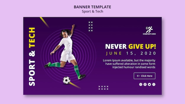 Free PSD football girl and ball banner template