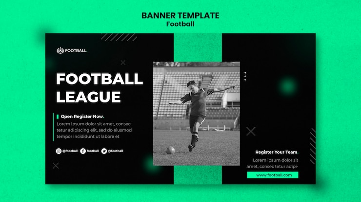 Free PSD football horizontal banner template
