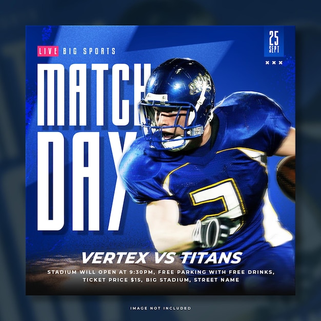 Free PSD football match day social media post template