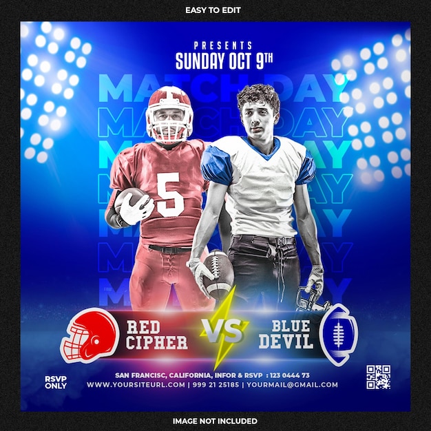 Free PSD football match flyer template