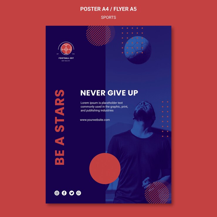 Free PSD football player flyer template