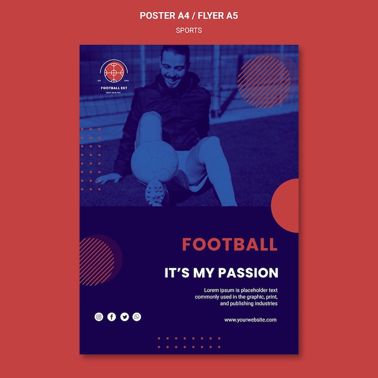 Free PSD football player poster template