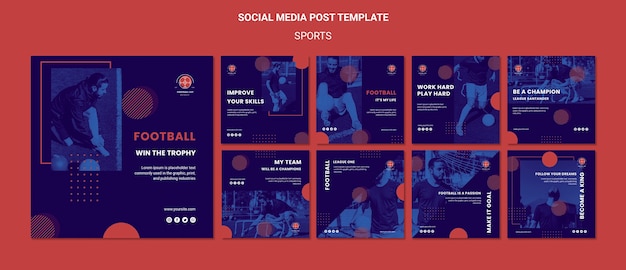 Free PSD football player social media posts template