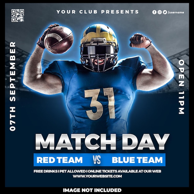 Free PSD football sport event flyer template