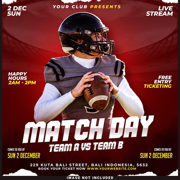Free PSD football sport event flyer template