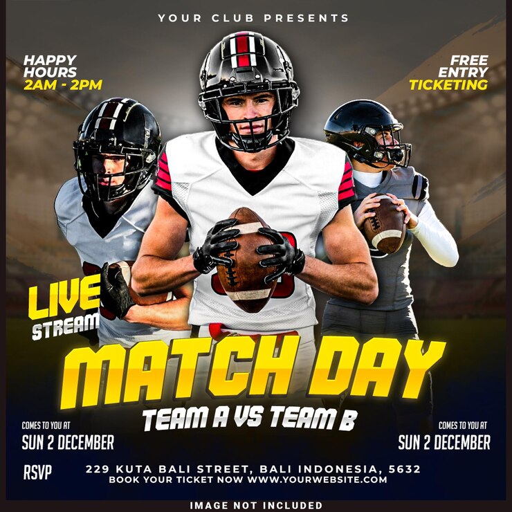 Free PSD football sport event flyer template
