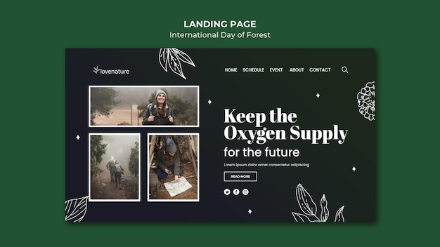 Free PSD forest day landing page template