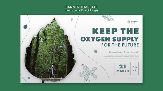 Free PSD forests day banner template with photo