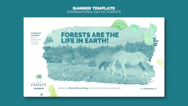 Forests day banner template with photo