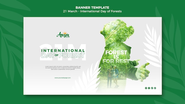 Forests day banner template with photo