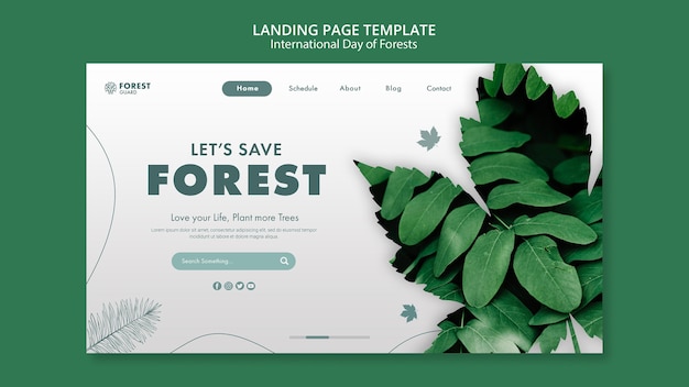 Forests day landing page template with photo