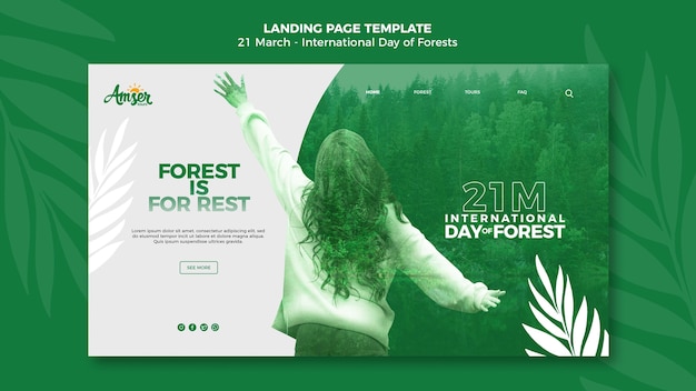 Forests day landing page template with photo