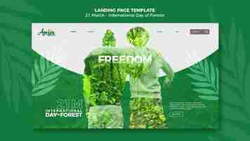 Free PSD forests day landing page template with photo