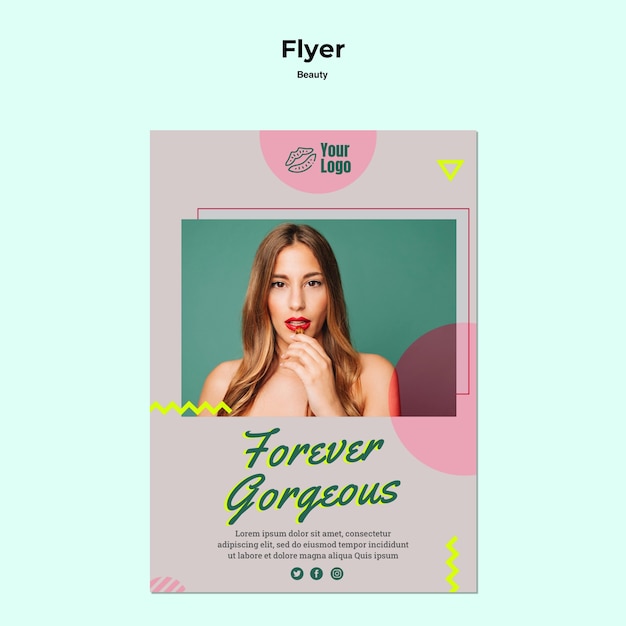 Forever gorgeous beautiful woman flyer template