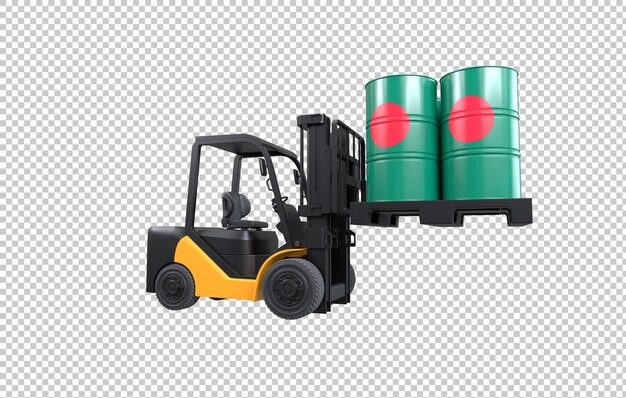 forklift lifting fuel tank with bangladesh flag on transparent background
