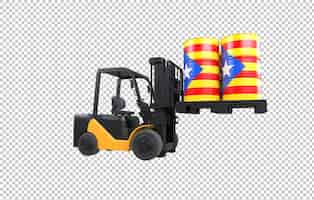 無料PSD カタルーニャの旗を透明な背景に描いたフォークリフトの燃料タンク