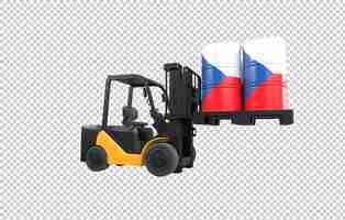 Free PSD forklift lifting fuel tank with czech flag on transparent background