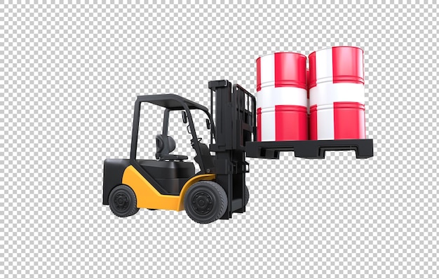 Free PSD forklift lifting fuel tank with denmak flag on transparent background