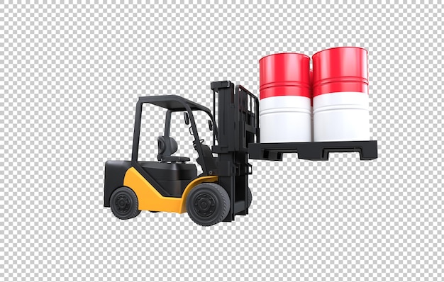 Free PSD forklift lifting fuel tank with indonesia flag on transparent background
