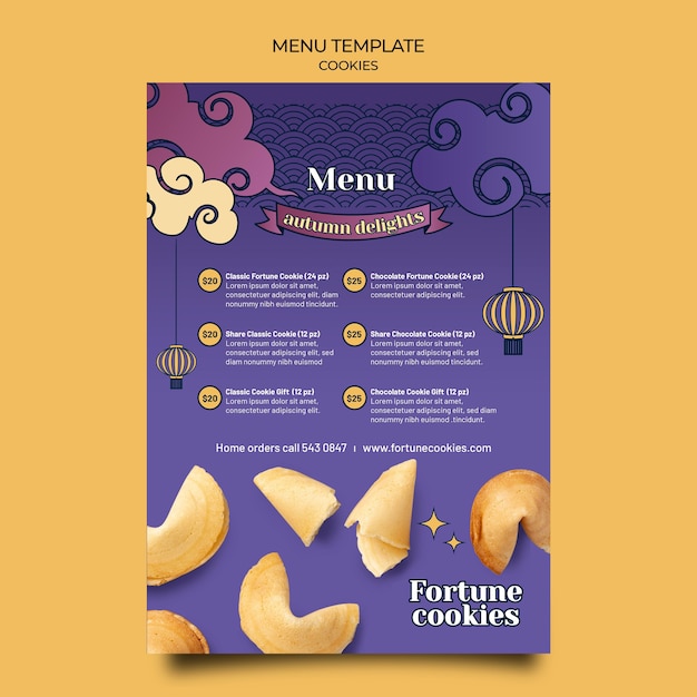 Fortune cookies menu template
