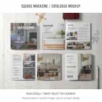 Free PSD four square magazine or catalogue mockups