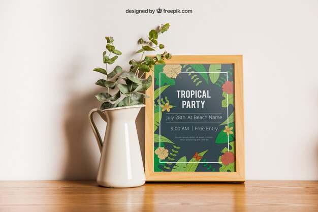 Frame next to flower pot – PSD Templates