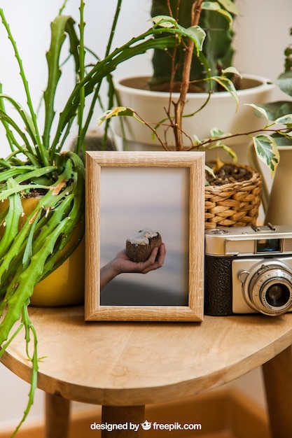 Frame mockup decoration with camera
