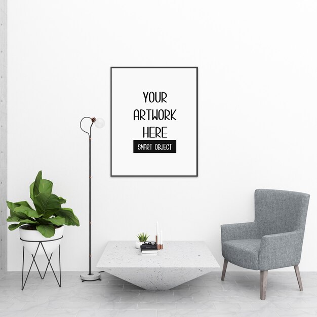 Download Premium Psd Interior Modern Living Room With Yellow Sofa And Frames Mockup Yellowimages Mockups