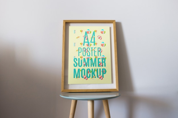 Free PSD frame mockup on table