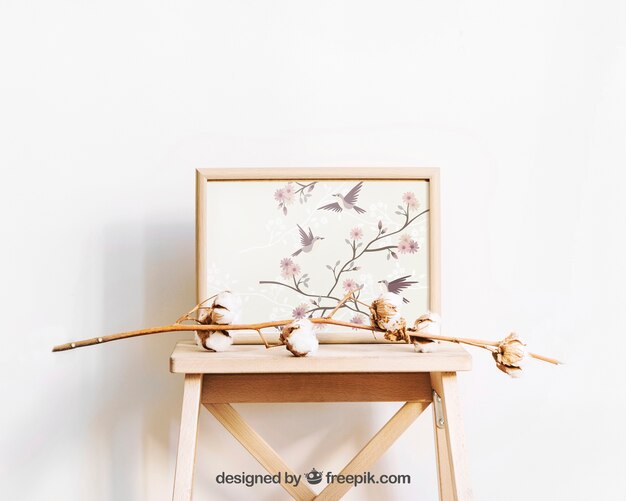 Download Free Psd Frame Mockup With Branch PSD Mockup Templates