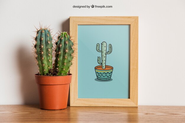 Frame mockup with cactus