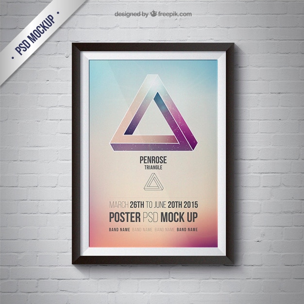 Free PSD frame mockup with poster