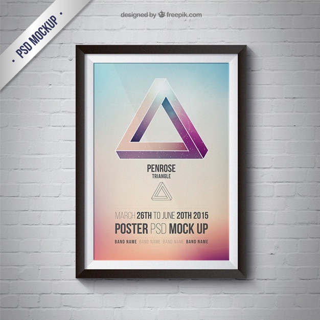 Free Frame Mockup with Poster PSD Template